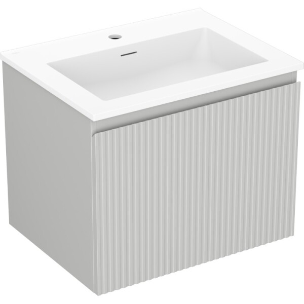 MEXEN/S - Rivel koupelnová skříňka 60 cm s umyvadlem Otis, 1 šuplík, reliéf , šedá mat/bílá mat 91A20-06047-1-BF62-W18M01