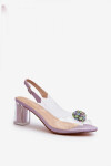 Sandály na podpatku MR38-444 stříbrno-průhledné - Step in style 37