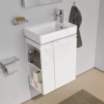 Laufen - Pro S Skříňka s umývátkem, sifonem a boční policí vlevo, 480x280x690 mm, lesklá bílá H8629644751041