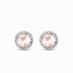 Emporial stříbrné peckové náušnice GU-DR2564E-SILVER-ROSEQUARTZ-ZIRCON