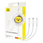 Baseus Cute Powerful Nabíjecí USB-A kabel 3v1 1.1m bílá / 1x USB-C (M) / 1x microUSB (M) / 1x Lightning (M) (P10362900211-00)