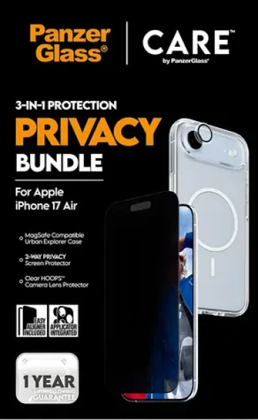 PanzerGlass Bundle 3v1 Privacy iPhone 17 Air / Ochranná sada / Privacy ochrana displeje / Temperované sklo