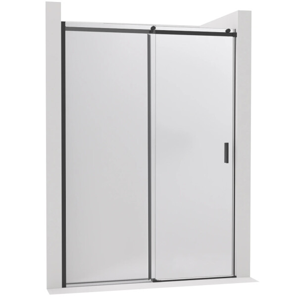 CERANO - Sprchové posuvné dveře Santoro - levá - 6 mm - černá matná, mléčné sklo - 120x195 CER-662638