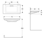 GEBERIT - ONE Umyvadlo nábytkové 75x40x13 cm, skrytý přepad, bez otvoru pro baterii, vodorovný odtok, KeraTect, bílá 500.391.01.2