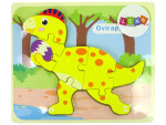 Mamido Dřevěné puzzle pro nejmenší dinosaurus žluté