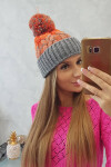 Dámská čepice s bambulí Abigail K326 šedá+neon orange UNI