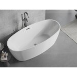 MEXEN/S - Lira volně stojící vana vzor 170 x 80, bílá, sifon a přepad grafit kartáčovaná 52831708000-66