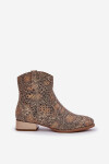 Dámské Botky S Výřezem Na Nízkém Podpatku Ozdobené Zvířecím Vzorem Zlaté Neliawen 37