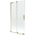 MEXEN/S - Velar L dvoukřídlá posuvná vanová zástěna 100 x 150, transparent, zlatá 896-100-003-01-50