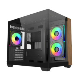 Cooler Master case Elite 481 Wood, mATX, Průhledná bočnice, 3x 120mm ARGB Fan, Černá EDF_1566524