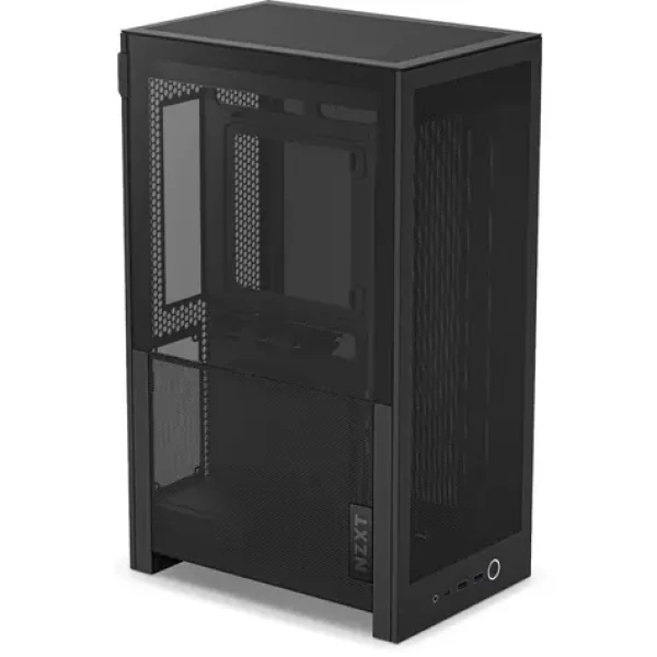 NZXT H2 Flow černá / mITX / 2x USB-A 3.2 / 1x USB-C 3.2 / 2x 120mm / průhledná bočnice / bez zdroje (CI-H21FB-01)