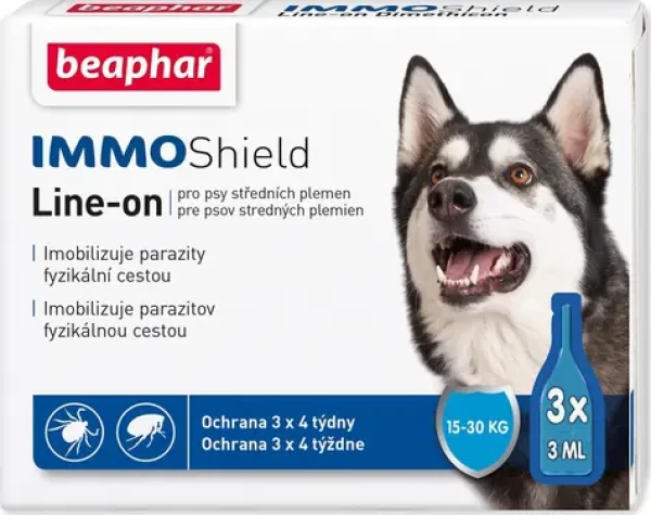 Beaphar Line-on IMMO Shield M / Antiparazitikum / Spot-on / Psi 15-30 kg / 3x 3 ml / Blechy, klíšťata, komáři (244-13355)
