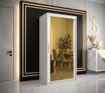 Šatní skříň Abi Golden T3 Barva korpusu: Černá, Rozměry: 250 cm, Dveře: Bílý mramor se zlatým zrcadlem