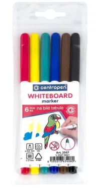 Centropen Popisovače na bílé tabule / Fixy / sada 6 ks / šíře stopy 1-2 mm (2507 sada 6x)