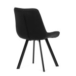 Židle jídelní, černá látka v dekoru broušené kůže, černý kov