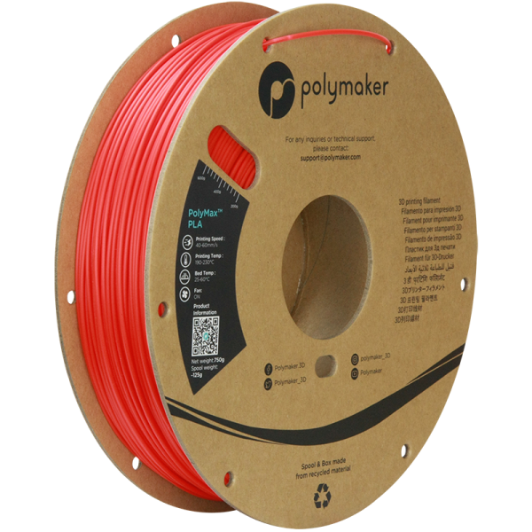 Tough PLA PolyMax filament červený 1,75 mm Polymaker 750 g