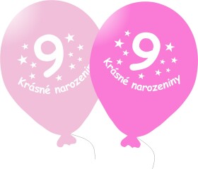 Balónek růžový KRÁSNÉ NAROZENINY číslo 9 - 5 ks balonky.cz Balónek růžový KRÁSNÉ NAROZENINY číslo 9 - 5 ks balonky.cz