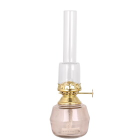 Strömshaga Skleněná petrolejová lampa Majken Ash Rose Brass Small, růžová barva, zlatá barva, čirá barva
