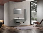 Kielle - Meara Skříňka s umyvadlem 90 cm, beton/matná černá 50026S905