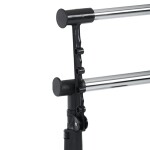 Stojan na šaty s výklopným ramenem, černá barva, kov / plast, chrom