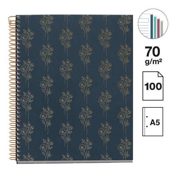 Miquelrius poznámkový blok Botanical Flora NB-4, A5, 70 g, karton, 100 listů, linka, Bouquets - 5ks