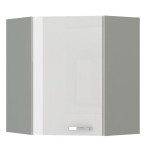Horní rohová skříňka 60x60 GN-72 1F (45°) Barva korpusu: Šedá, Barva dvířek: Krémový lesk (Karmen)