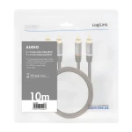 LogiLink audio kabel 2x RCA(M) - 2x RCA(M) 10 m černá / Audio kabel / Pozlacené konektory / Stíněný (CA1209)
