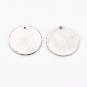 Přívěsek z nerezové oceli pro gravírování - platinový - placička - 20 x 20 x 1 mm - 1 ks