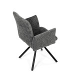 Židle jídelní, šedá látka, černý kov, otočný mechanismus 90°/90° (L/P) - funkce reset