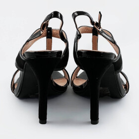 Černé dámské sandálky různých spojených materiálů (HB09) Barva: odcienie czerni, Velikost: XL (42)