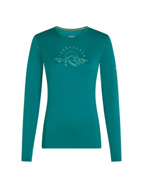 Dámské merino triko s dlouhým rukávem ICEBREAKER Wmns 200 Oasis LS Crewe Sunrise Summit, Tidal Teal velikost: XL