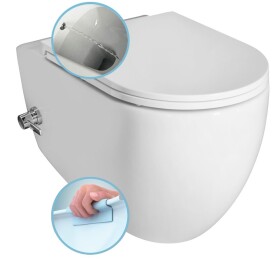 ISVEA - INFINITY CLEANWASH závěsná WC mísa Rimless, integrovaná baterie a bidet. sprška, 36,5x53cm, bílá 10NFS1005I