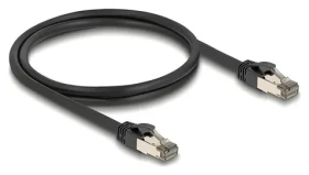 Delock RJ45 Cat.6A U/FTP černá / Síťový kabel / 1 m / nerezový vnitřní plášť / odolný proti vlhkosti a prachu (80240)