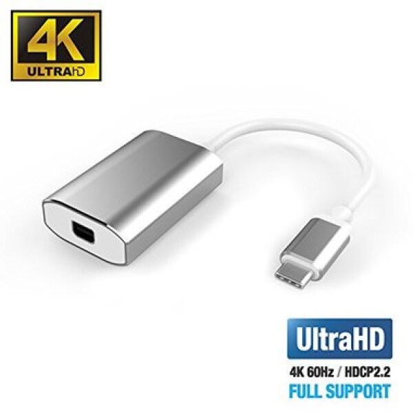 PremiumCord Převodník USB 3.1 (USB-C) na mini DisplayPort / rozlišení 4K / 2K@60Hz / stříbrná (ku31dp03)