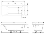 GEBERIT - Selnova Square Vana 170x75x42 cm, bílá 554.385.01.1