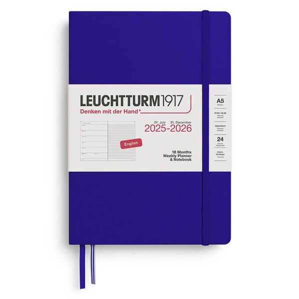 Weekly Planner Notebook 2026 Medium (A5) 18 Months Ink