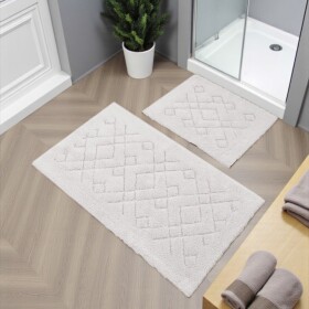 DumDekorace Sada bavlněných koupelnových koberců BOSTON 12 - krémová Šířka: 60 cm | Délka: 100 cm