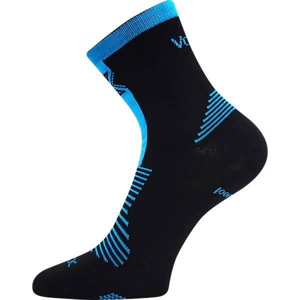 VOXX Ponožky slabé z merino WORALF s ionty stříbra ČERNÉ s neon tyrkysovou (3 páry) 35-38 124776