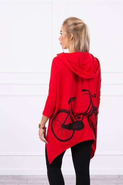 Mikina s cyklistickým potiskem červená