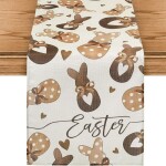 DumDekorace Velikonoční lněný ubrus - běhoun 180 x 33 cm Velikonoční vajíčka / kraslice