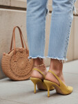 Dámské semišové jehlové boty s otevřeným podpatkem žluté FashionStreet ZY1383 39
