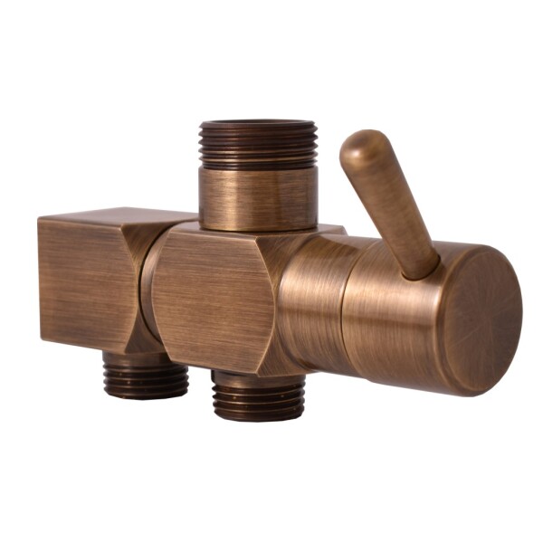 RAV Slezák - Keramický přepínač ke sprchovým tyčím s bočním přívodem vody, Stará mosaz (Bronz) MD0708SM MD0708SM