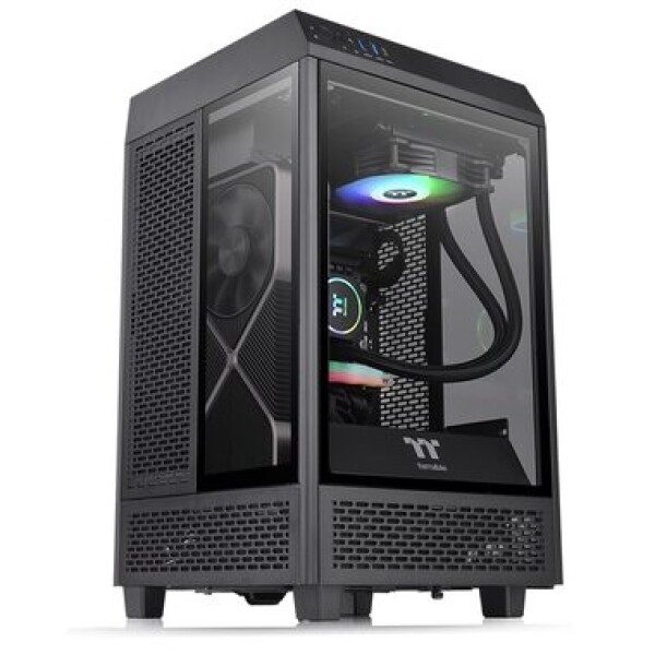 Thermaltake The Tower 100 Black / Mini ATX / 1x USB C 3.2 / 2x USB 3.0 / Bez zdroje / průhledná bočnice (CA-1R3-00S1WN-00)