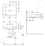 GEBERIT - ONE Umyvadlo 600x480x140 mm, bez přepadu, s otvorem pro baterii, KeraTect, bílá 505.020.01.1