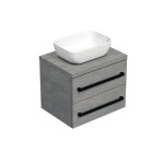 Koupelnová skříňka s černou úchytkou a krycí deskou SAT Cube Way 60x47,5x46 cm beton mat CUBE46C1603BE45 CUBE46C1603BE45