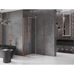 MEXEN/S - Velar sprchový kout 90 x 90, transparent, kartáčovaná měď 871-090-090-01-65