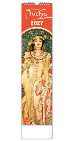 NOTIQUE Nástěnný kalendář Alfons Mucha 2027, 12 x 48 cm (PGN-36840-L)