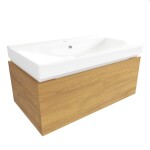 Koupelnová skříňka s umyvadlem SAT Feel 80x30x46 cm medový dub mat SATFEEL80DMU1 SATFEEL80DMU1