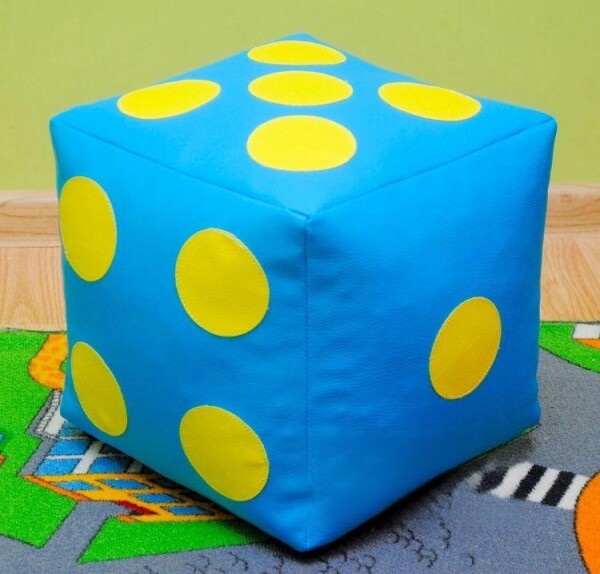 FRONTI Dětský taburet KOSTKA 35 cm - světlemodrá + žlutá
