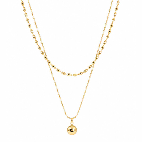 Dvojitý náhrdelník Alma Gold - chirurgická ocel, Zlatá 40 cm + 6 cm (prodloužení)